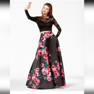 Long sleeve lace prom dress